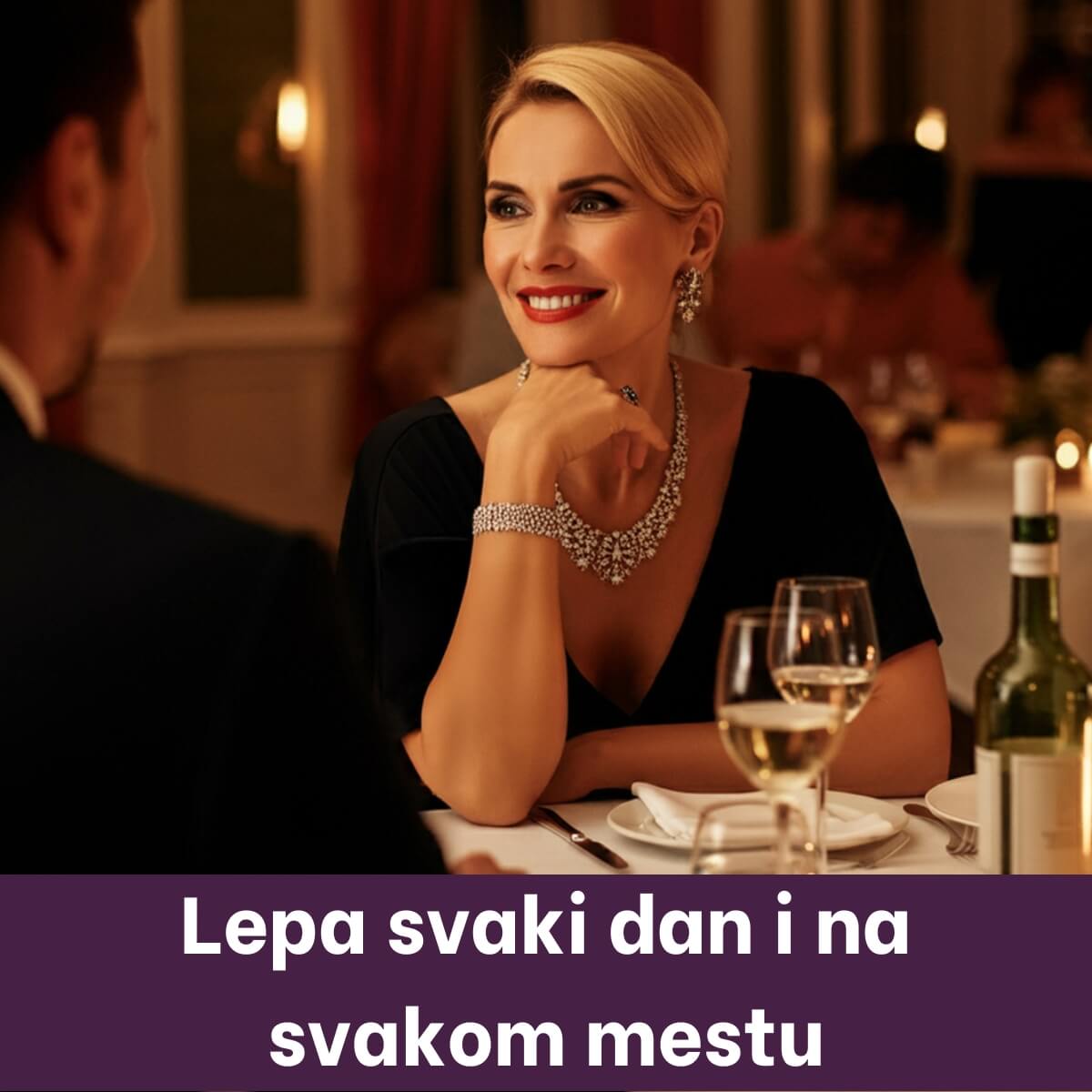 4 - Woman having dinner with her partner - old