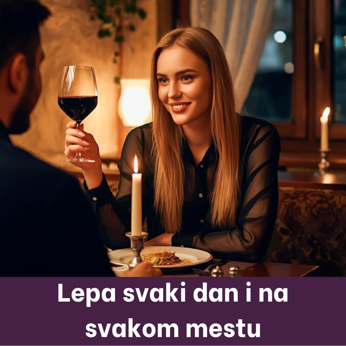 4 – Woman having dinner with her partner – young 4 - Woman having dinner with her partner - young