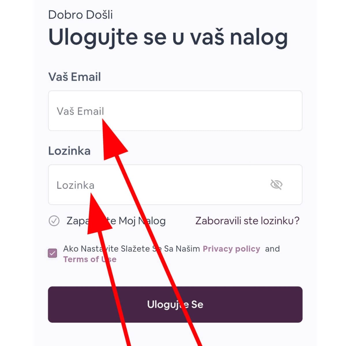 Kako da se prijavis na nalog - mobile - 1
